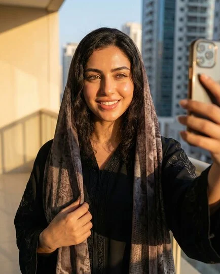 امرأة عربية ببشرة متوهجة وجميلة