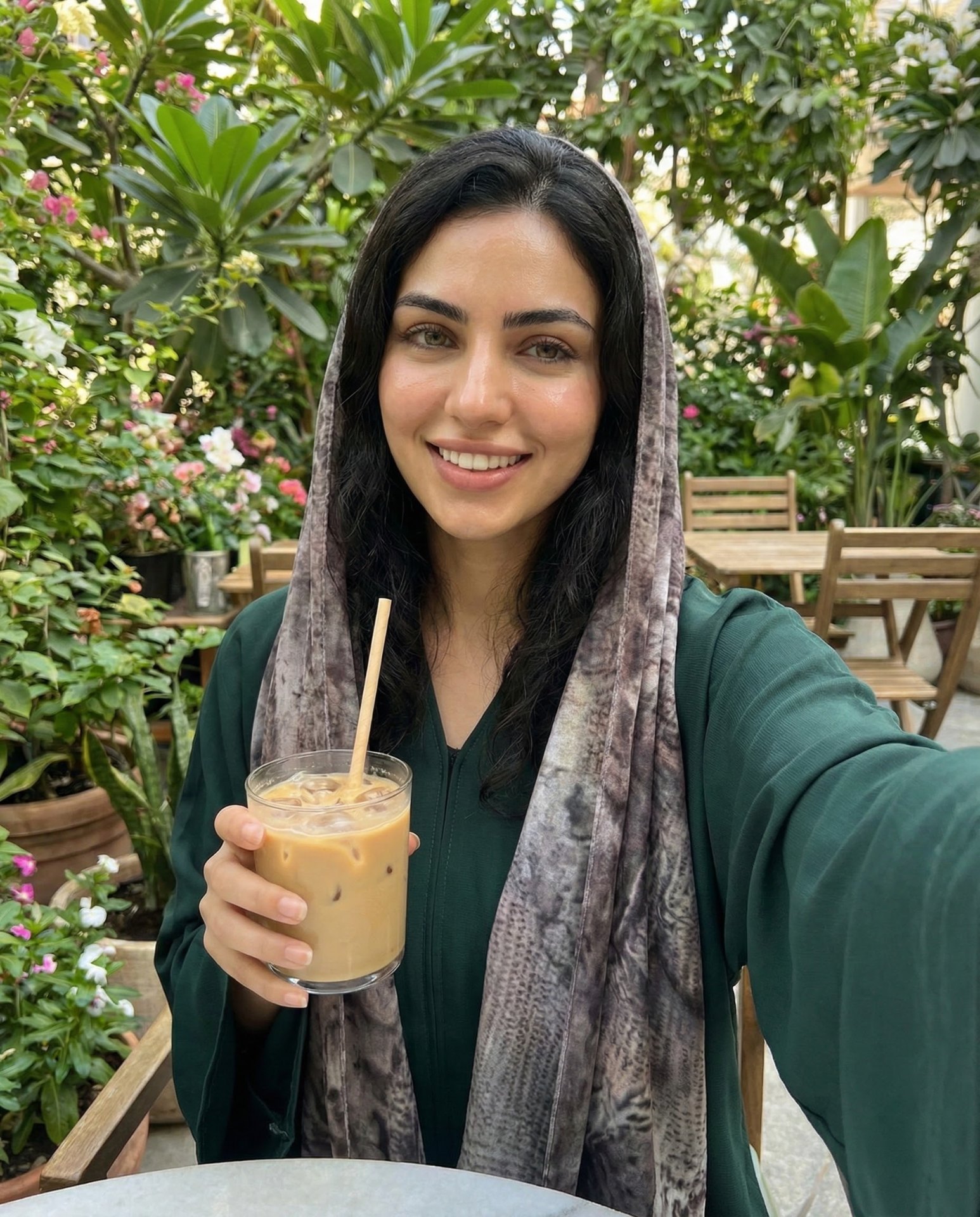 امرأة سعيدة ببشرة مشرقة